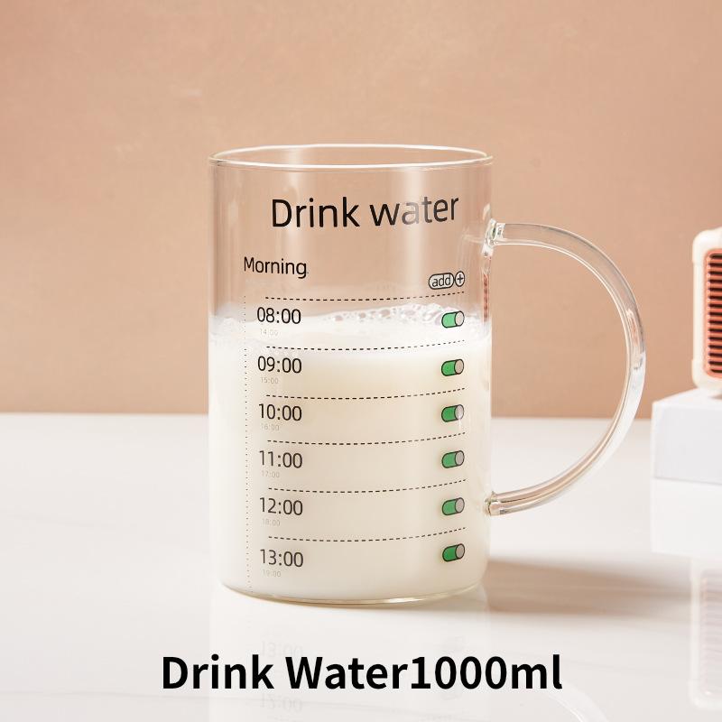 1 st 1L Högt Borosilikatglas Mugg med Lock och Sugrör Stor Kapacitet Vattenkopp Iced Coffee Muggar Dricksglas Dryckesvaror Gåvor