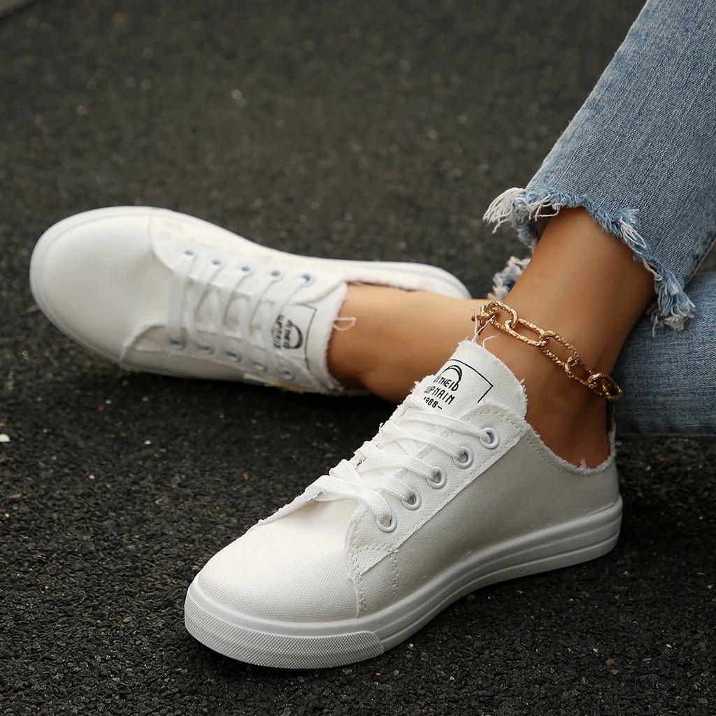 Fashion Trend Women Sneakers New 2025 Spring Summer Flat Canvas Shoes Women Casual Lace Up Comfortable Sneakers Women Zapatos De Mujer