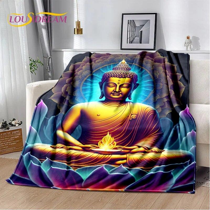 HD Buddha Buddhismus Víra Meditující Náboženství Sakyamuni Bodhisattva Modlitební deka Měkká deka pro domácí postele Pohovka Kid