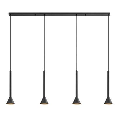 Decorative Suspension Rail 4x10W Black Metal 4xGU10 Length 1100mm