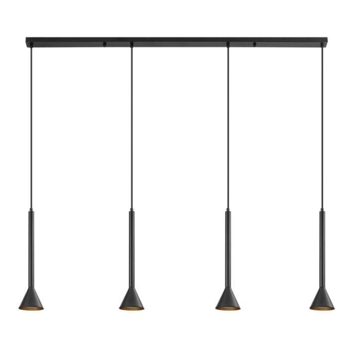 Rail de suspension décoratif 4x10W métal noir 4xGU10 Long 1100mm