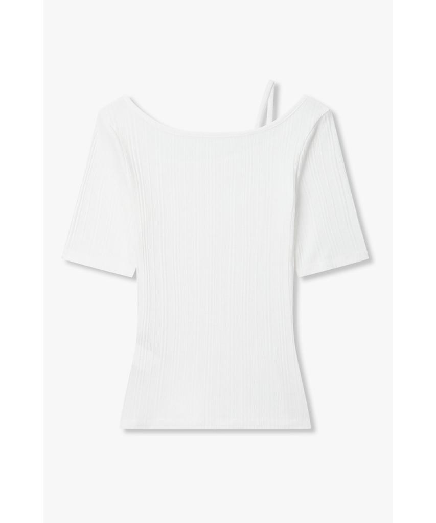 Bobeu Cutout Detail Ribbed T-Shirt_White 7156240002