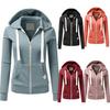 Casual Frauen Herbst Einfarbig Langarm Hoodie Taschen Zipper Sport Mantel
