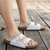 Couple Slippers Luxury Cowhide Summer Slipper Muller Slides Outdoor Casual Beach Slippers for Men Cork Flip-flops Slides