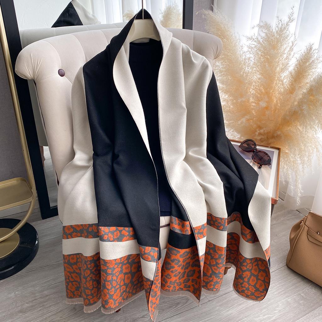 Elegant Ladies Pashmina Jacquard Cashmere Scarves Winter Thick Warmth Two-Sided High Quality Shawl Coldproof Blanket Scarf