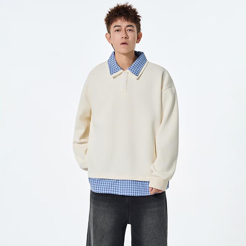 TOM ADAM American Retro Faux Two-Piece Long Sleeve Sweatshirt