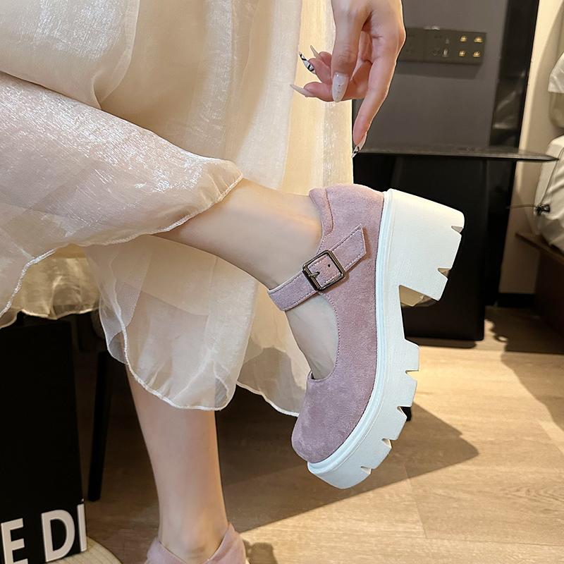 

Модные осенние женские туфли Мэри Джейн из флока на толстой подошве и квадратном каблуке, женские туфли в стиле Харадзюку на толстом каблуке, японские одинарные туфли 2025, туфли-лодочки 43 розовый