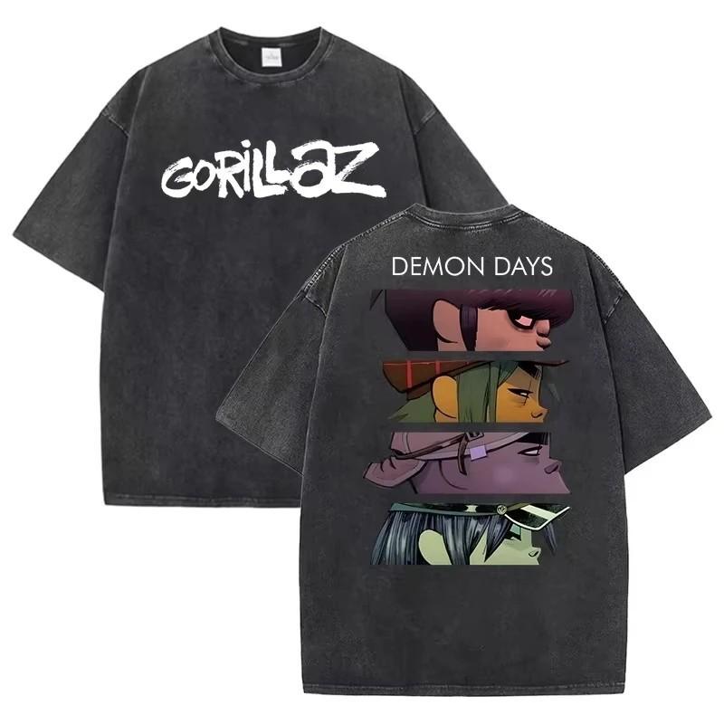 Gorillaz Print Cotton TShirt Graphic Print Washed Cotton XL
