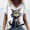 T-Shirts Women's Fashion T-Shirt Cat Print Casual Comfort Short Sleeve Crew Neck Pullover Clothing
