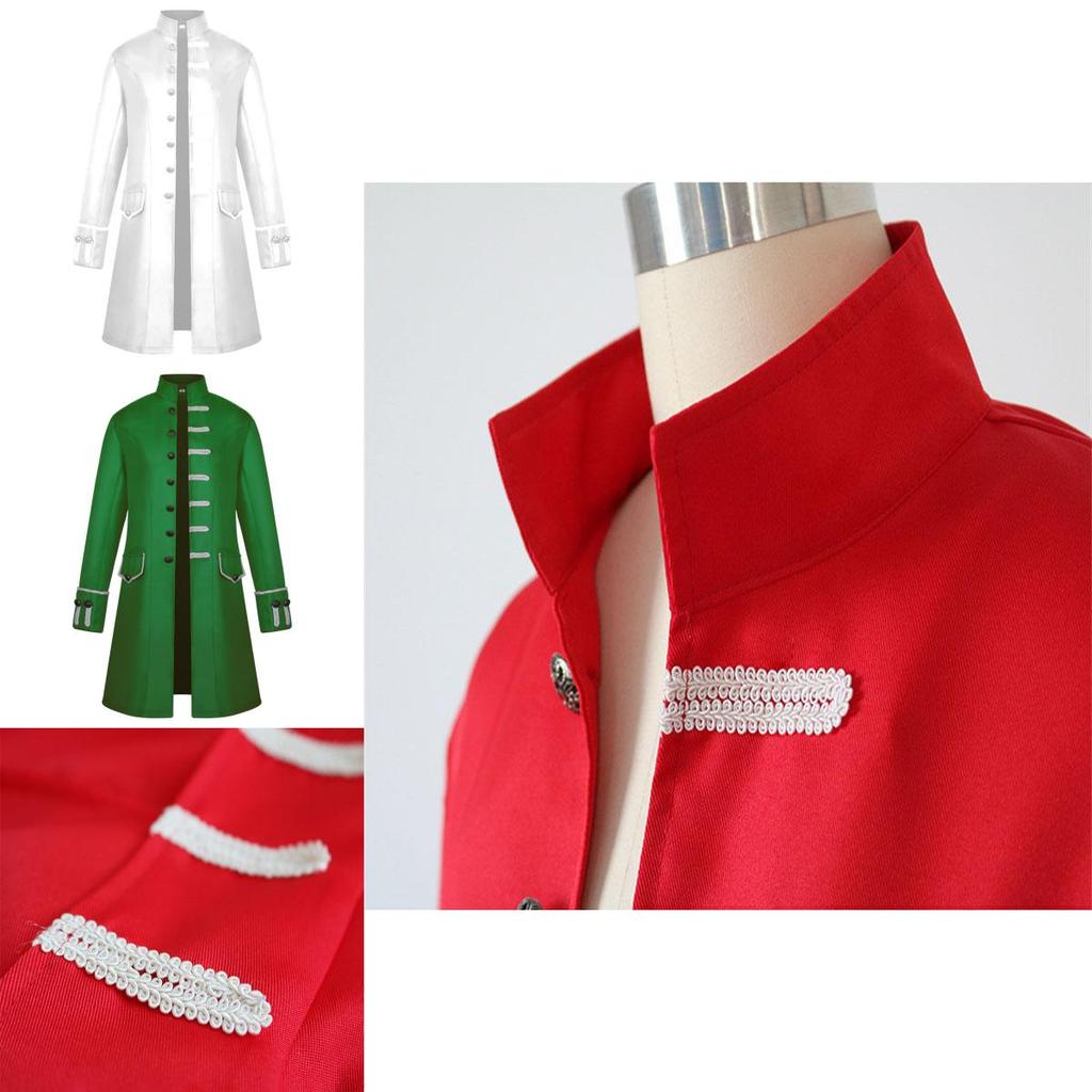 Men Medieval Renaissance Steampunk Jacket Gothic Retro Uniform Coat Windbreaker