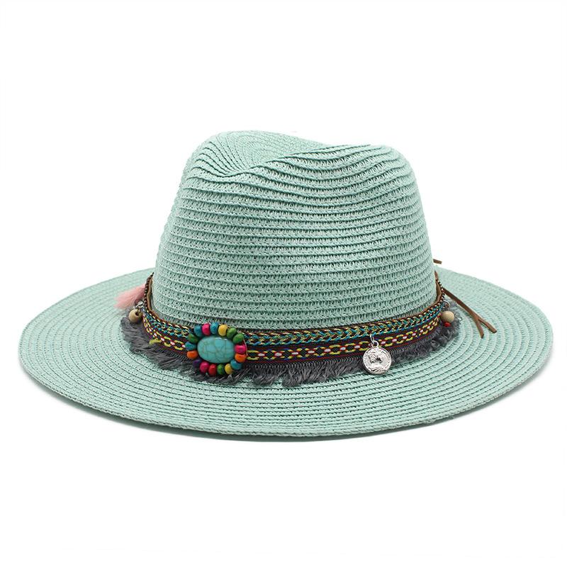 Western Cowboy Ethnic Style Straw Hat Men'S And Women'S Outdoor Seaside Beach Hat Sunscreen Sun Hat