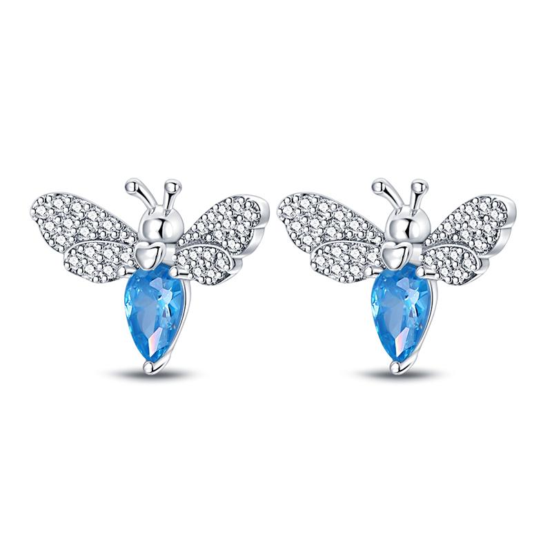 925 Sterling Silver Earring Honey bee with diamond Shells Earrings Jewelry Gift Wedding Earrings For Women Jewellery gift
