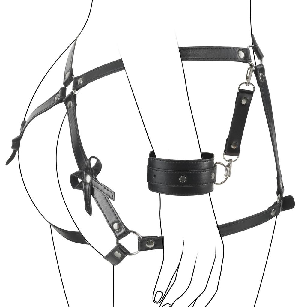 Women Sex Bondage Kit Restraints Leather Handcuffs Belt Harness Sex Toy Waist Cuffs Strap Adult SM Games Sex Toys for Couples