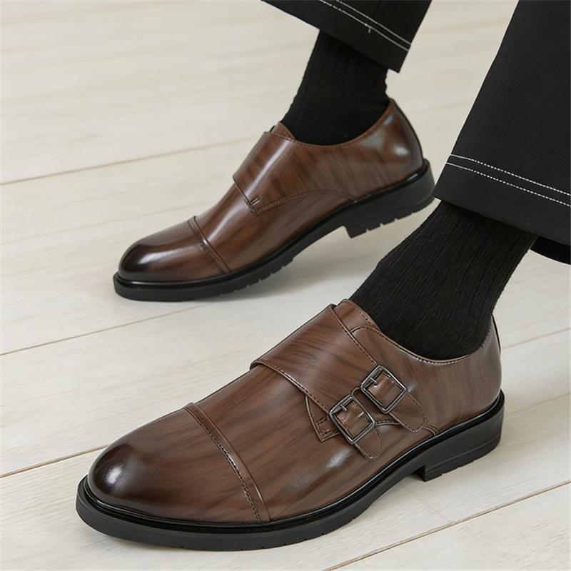 Britain Gentleman Monk Strap Loafers For Men Black Brown Patent Leather Shoes Designer Formal Wedding Dress Homecoming Footwear