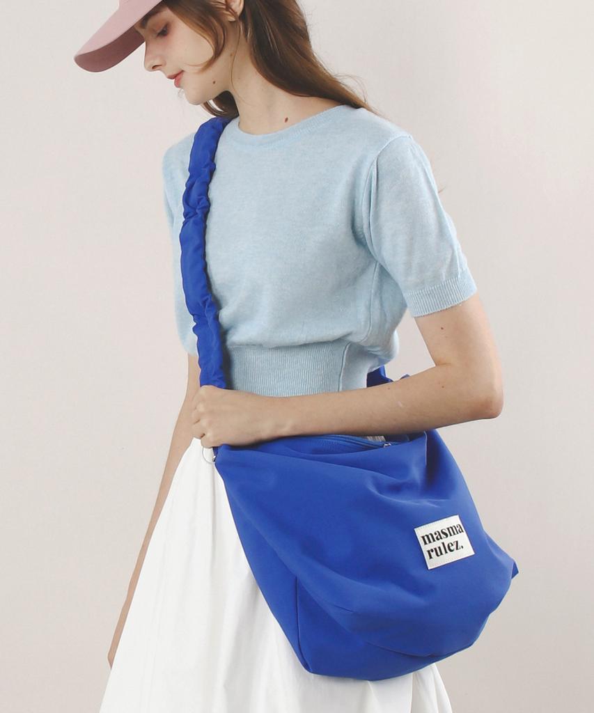 Masmarulez Nylon 2Way Shirring Hobo Bag_Blue