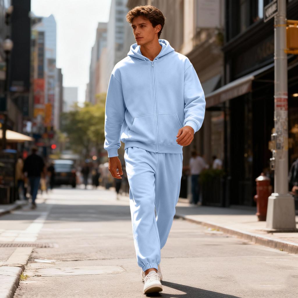 Men's Sweatshirt Suit Men's Solid Color Casual Sports Suit Sweatshirt Suit
