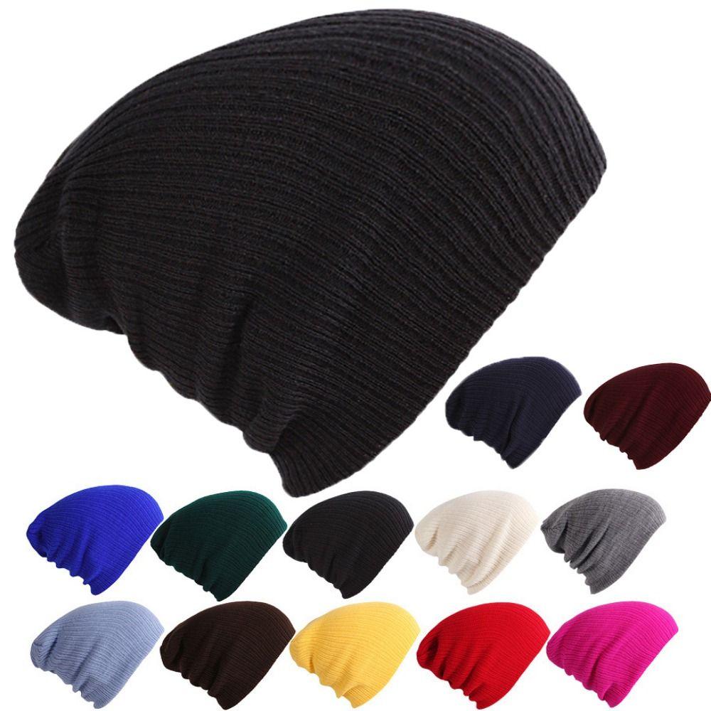 Ensfargede Søte Vinterluer 28*18cm Strikket Lue Ny Kvinne Menn Beanies