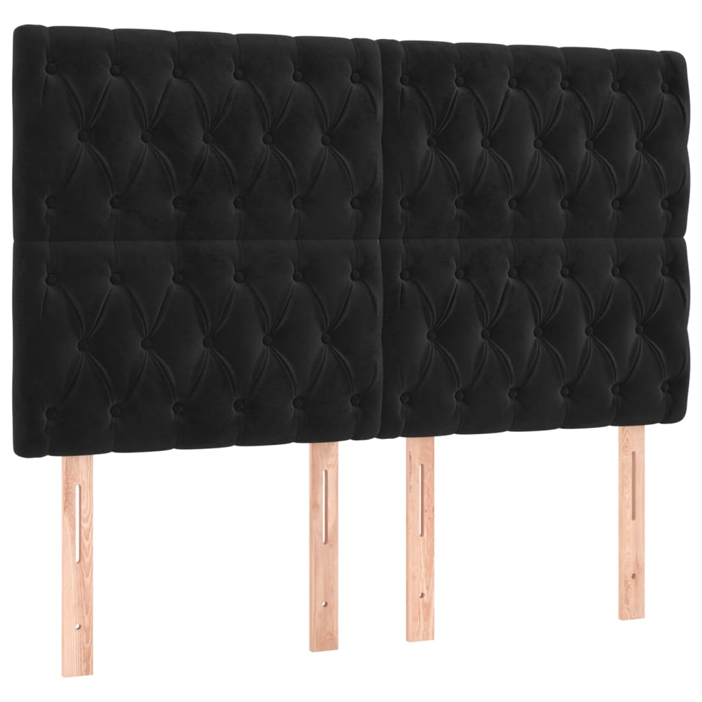 Box Spring Bed with Mattress & LED Black 180x200 cm Velvet