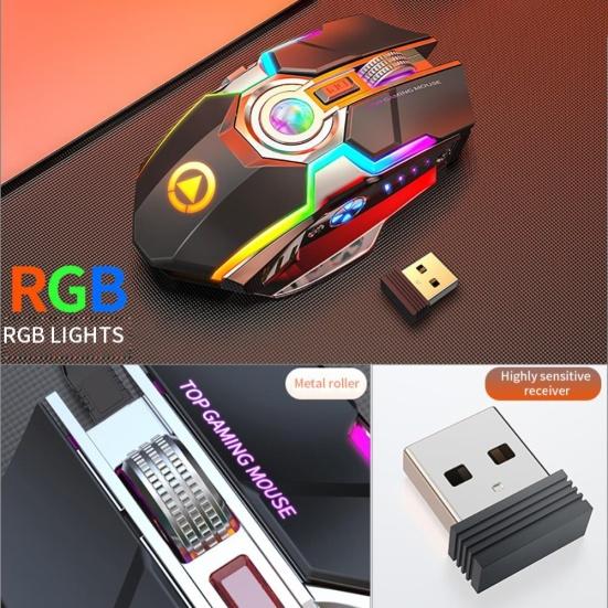 A5 Ergonomische Kabellose 7 Tasten 1600DPI RGB-beleuchtete Gaming-Maus für PC Laptop