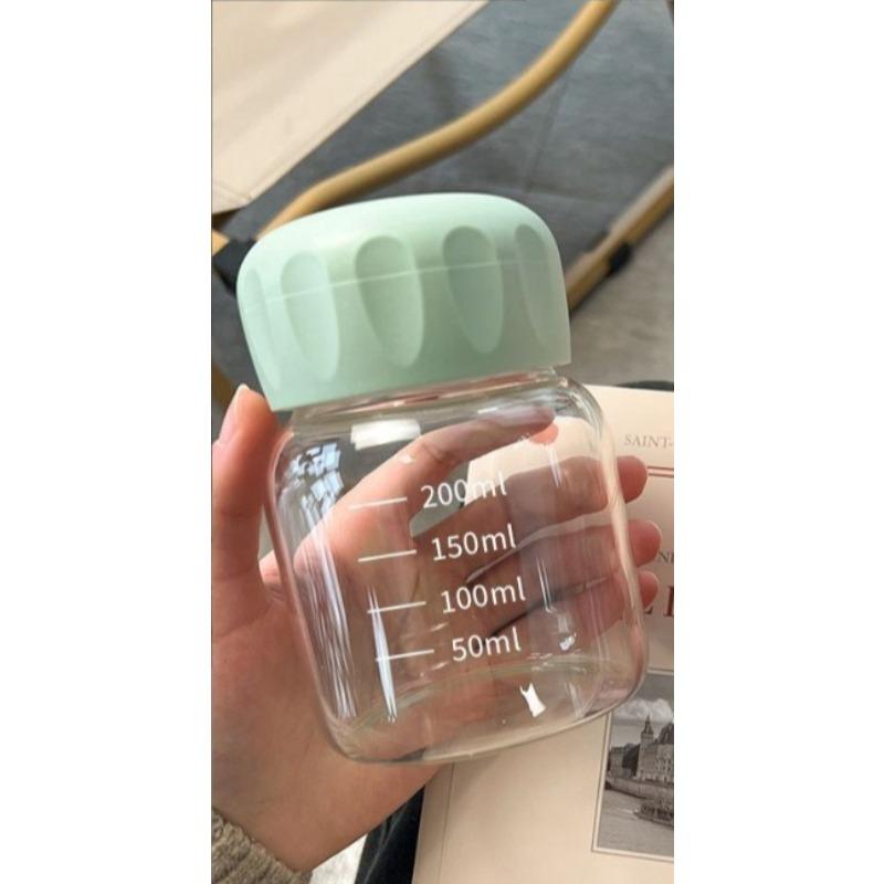 Fat and Chubby Cup - Large-sized Milk Cup, Soy Milk Cup, Cup with Scale, Heat-resistant Cup, Portable Water Cup, Glass Cup That Can Be Heated 300ml зелёный