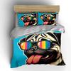 Colorful Dog Art Print Set Bedding Set with 1 Duvet Cover 2 Pillowcases Single Double King Queen, Gift