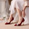 Wedding shoes women's Chinese bridal shoes summer 2025 new show clothes wedding dress two wear red not tired feet high heels