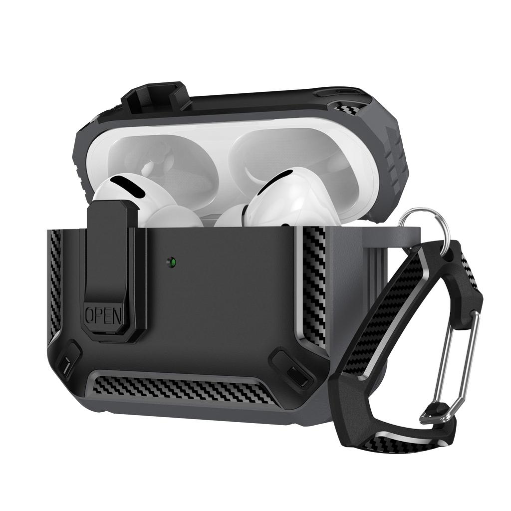 Security Lock Case For AirPods Pro 3 Pro 2 1 airpods 4 Cover TPU PC Protective Cases Fundas Earphone Accessories With Hook