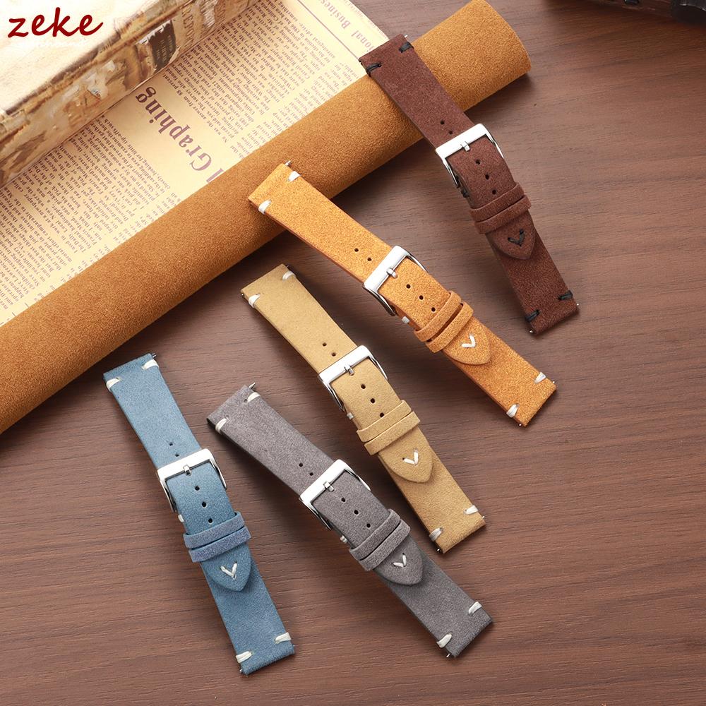 Genuine Suede Leather Watch Strap Vintage Brown Watch Band 18mm 20mm 22mm Quick Release Watchband for Omega Business Wristband