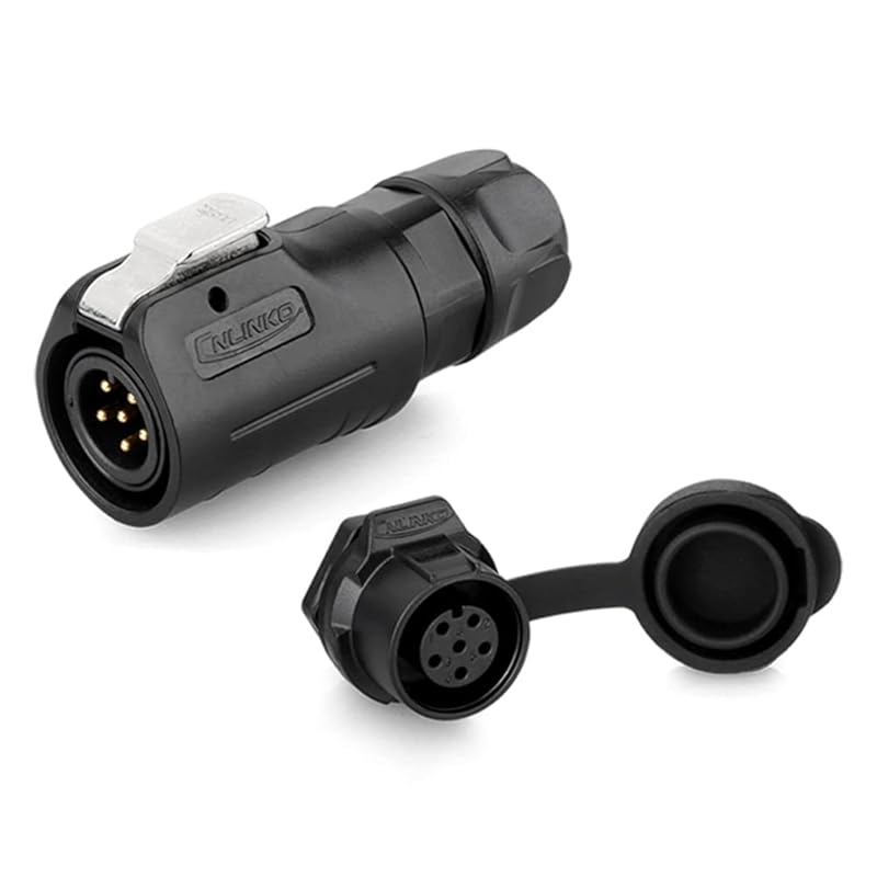 CNLINKO LP-12 IP68 Industrial Waterproof Connector Quick Plug Circular Connector PBT Plastic Shell Aviation Connector M12 2-8 Pin Thread Socket (4