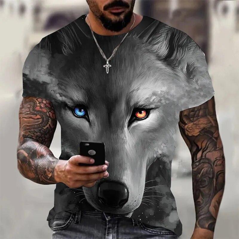 3D Print Wolf Tričko pro muže Letní oversized Topy s krátkým rukávem Pulovr 2023 Móda Streetwear Pánské cool oblečení Levné Trička