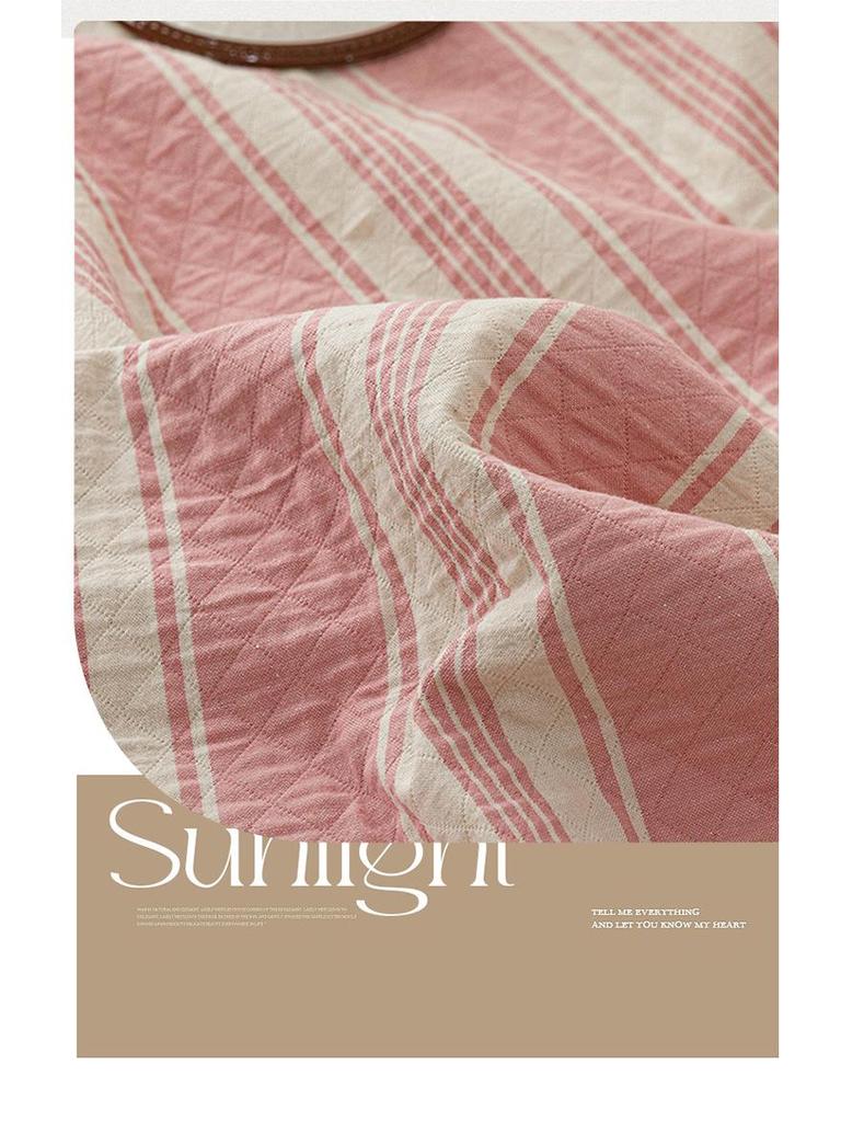 Striped Cotton Yarn-Dyed Three-Layer Gauze Quilt – Summer Cooling Blanket