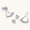 Silvere Glam S925 Sterling Silver Exquisite Back-hanging Moissanite Stud Earrings, A Two-wear Niche Korean Trendy Ear Accessory