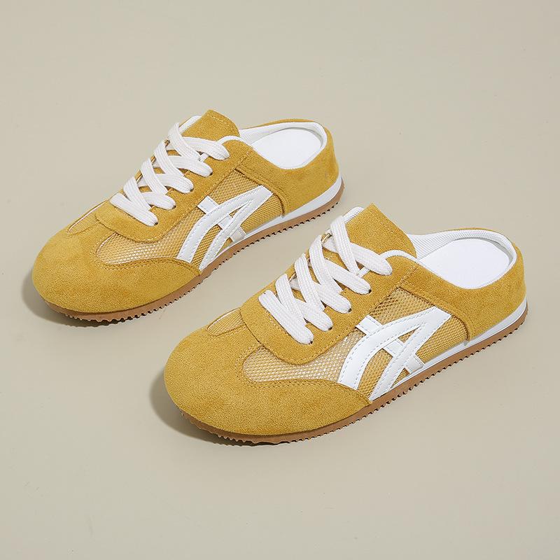Little White Shoes Children's Summer New Student Leisure Through the Net Versatile Lazy Half Slippers