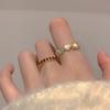 Girl's Sweet Imitation Shell White Heart Shaped Micro Set Zircon Open Ring 2026 Party For Women's Fashion Jewelry Accessories