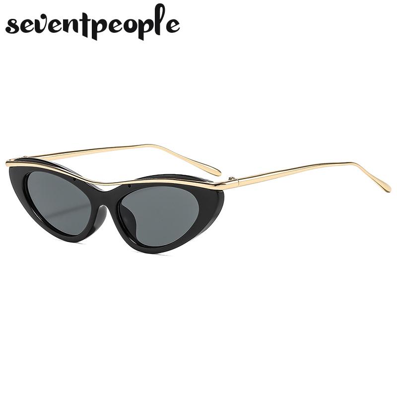 Sexy Cat Eye Punk Sunglasses Women  Luxury Brand Fashion Metal Small Frame Sun Glasses For Ladies Trendy Cateye Shades UV400