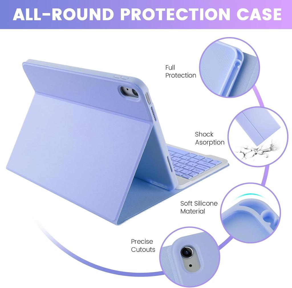 Case for iPad A16 11 Inch A3355 A3356 A3354, for iPad 10th 10.9 Inch A2696 A2757 A2777 A3162 Removable Keyboard Cover