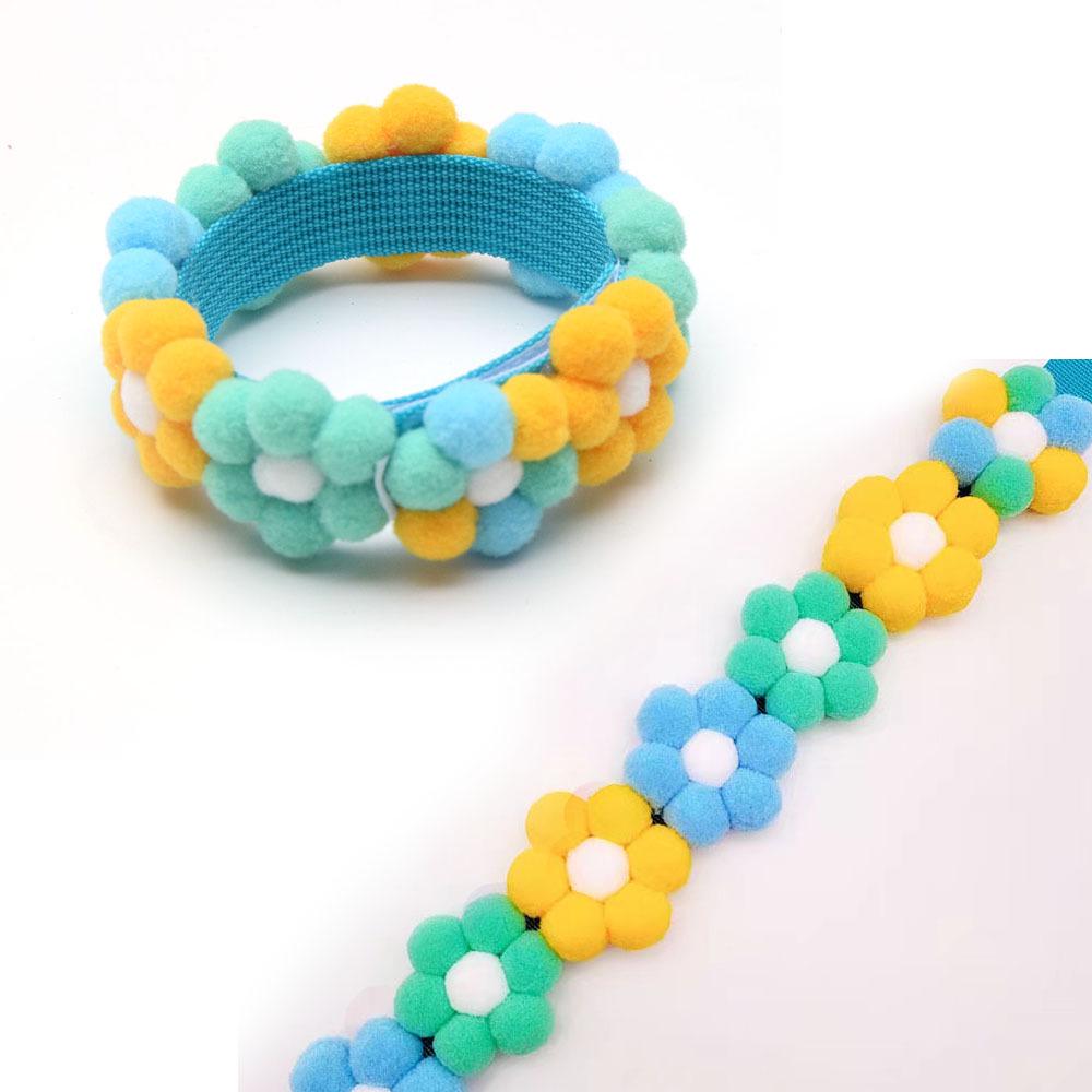 Adjustable Rainbow Flower Pet Collar with Fur Ball - Cute and Soft for Cats and Dogs