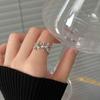 S925 Sterling Silver Open Flower Ring - Women's Versatile Korean Retro Design