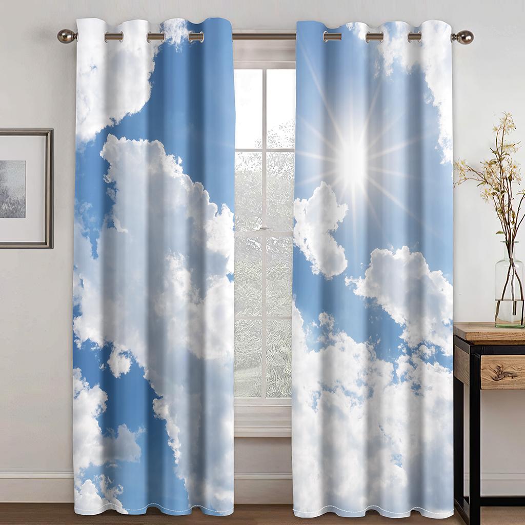 Meer Wolken Mond Nacht Naturlandschaft Vorhänge für Kinderzimmer Kinder Wohnzimmer Kinder Fensterdekorationen Küchenvorhänge