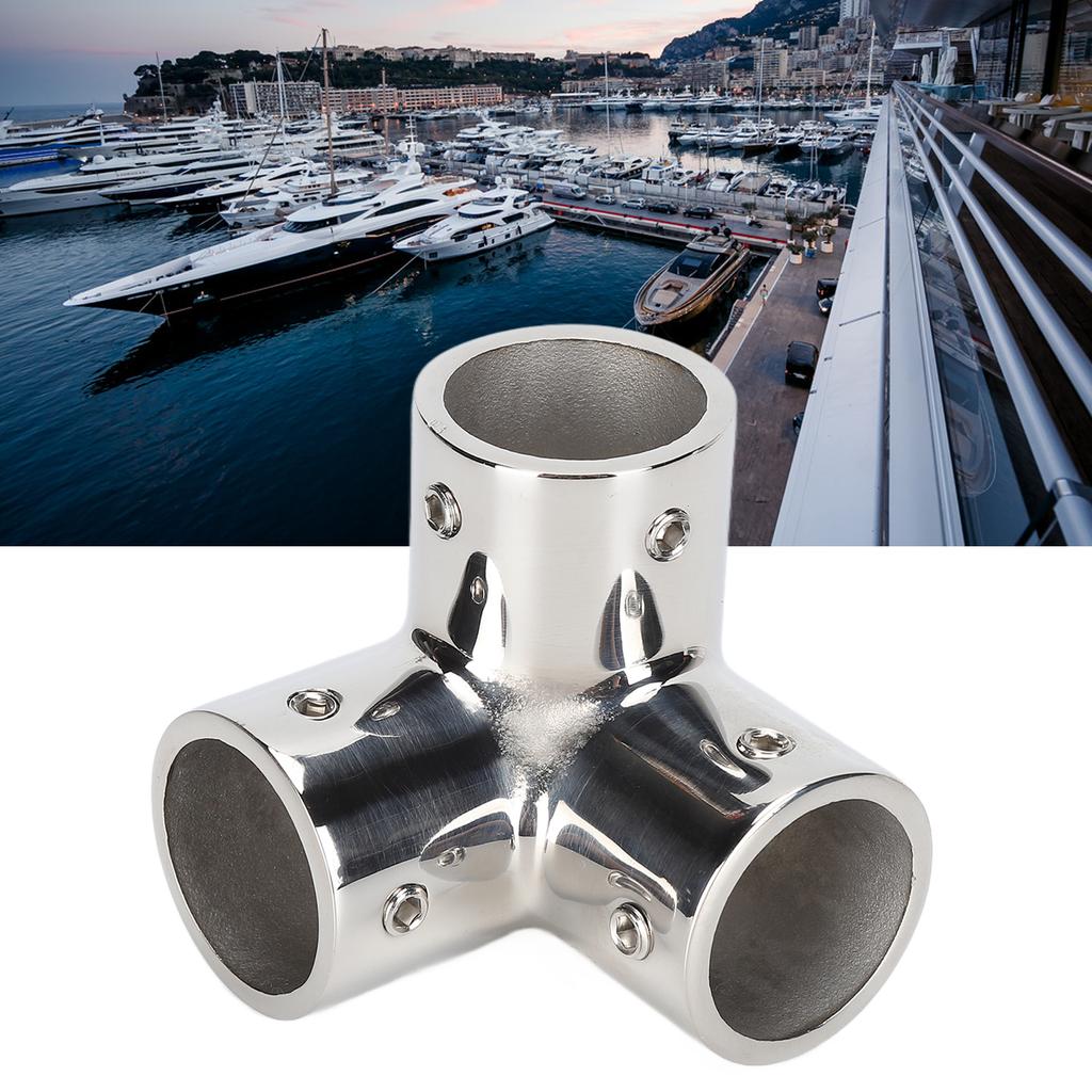 3 Way Corner Tee Joint 316 Stainless Steel Mirror Polished Yacht Hand Rail Elbow Pipe Fittings