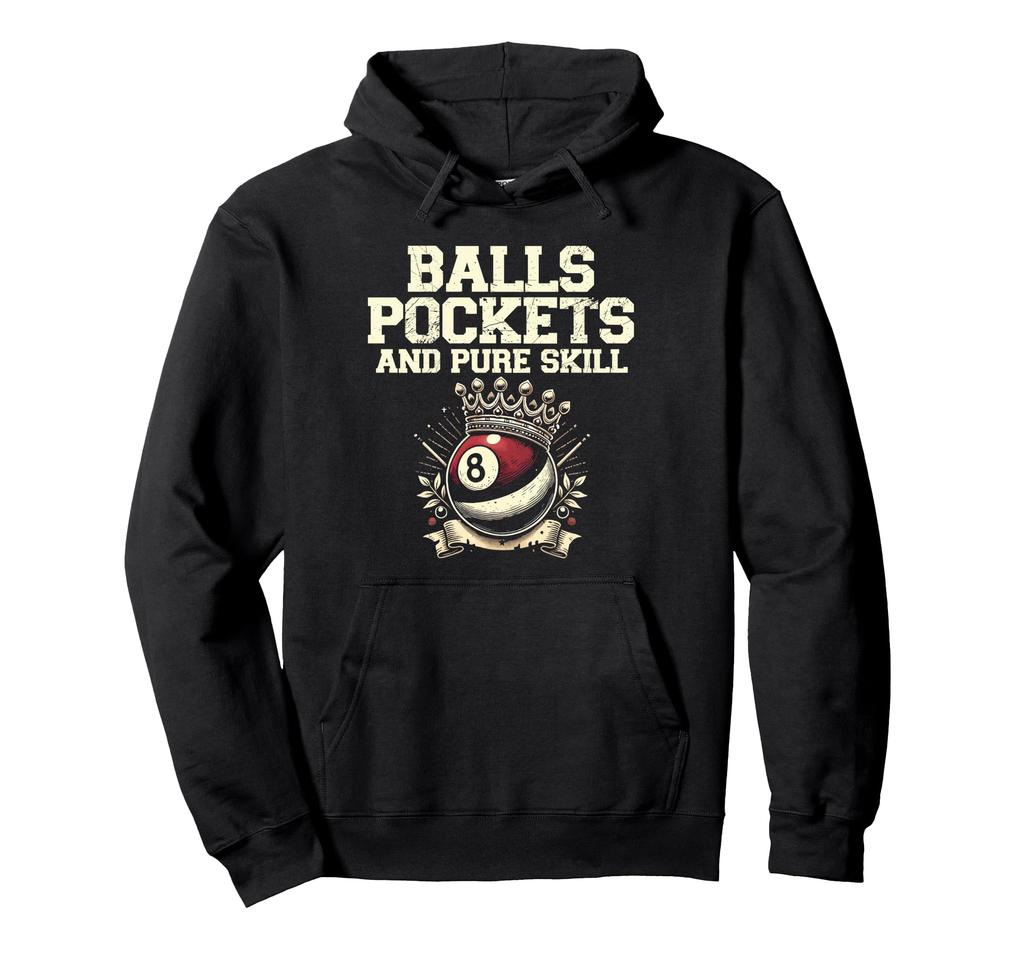 Ball Pocket and Pure Skill Billiard Cue Pool Snooker Hoodie