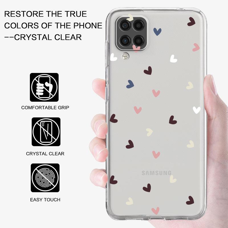 Transparente Hülle für Samsung Galaxy A52 A12 A51 A32 A21s A71 A32 A22 50 A70 A31 A72 5G Luxus Weiche Handyhülle Liebesherz Coque Capa