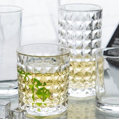 1pcs Diamond Relief Glass Cup Exquisite Whiskey Glass Cocktail Brandy Cups Premium Drinking Glasses Juice Cups Christmas Gift