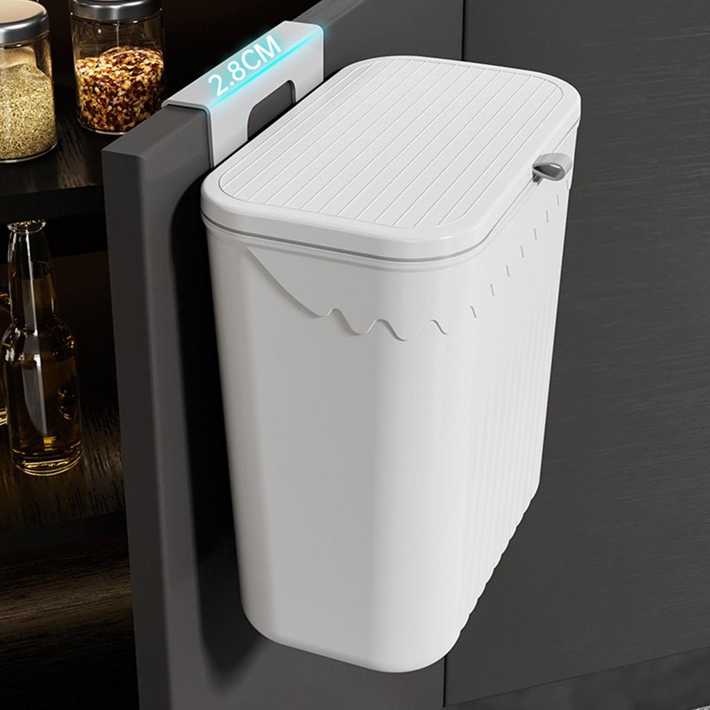 Hanging Trash Can with Lid No Drill Space Saving Kitchen Garbage Bin Under Cabinet/Sink Trash Container, Easy Mount Bathroom