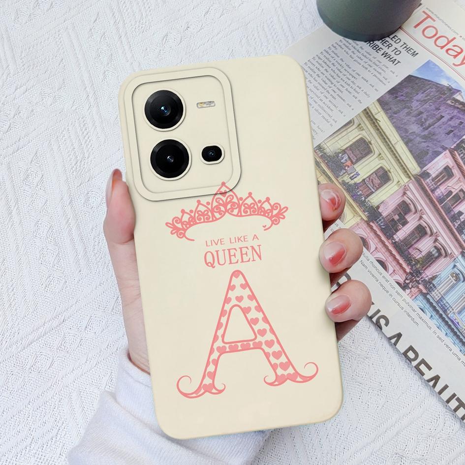 For Vivo V19 V19 Neo V27 Pro V25E V20 V21E V23E V20SE Case Shockproof Cover Luxury Letters Crown Square Soft Liquid Silicone For Vivo Bumper Shell