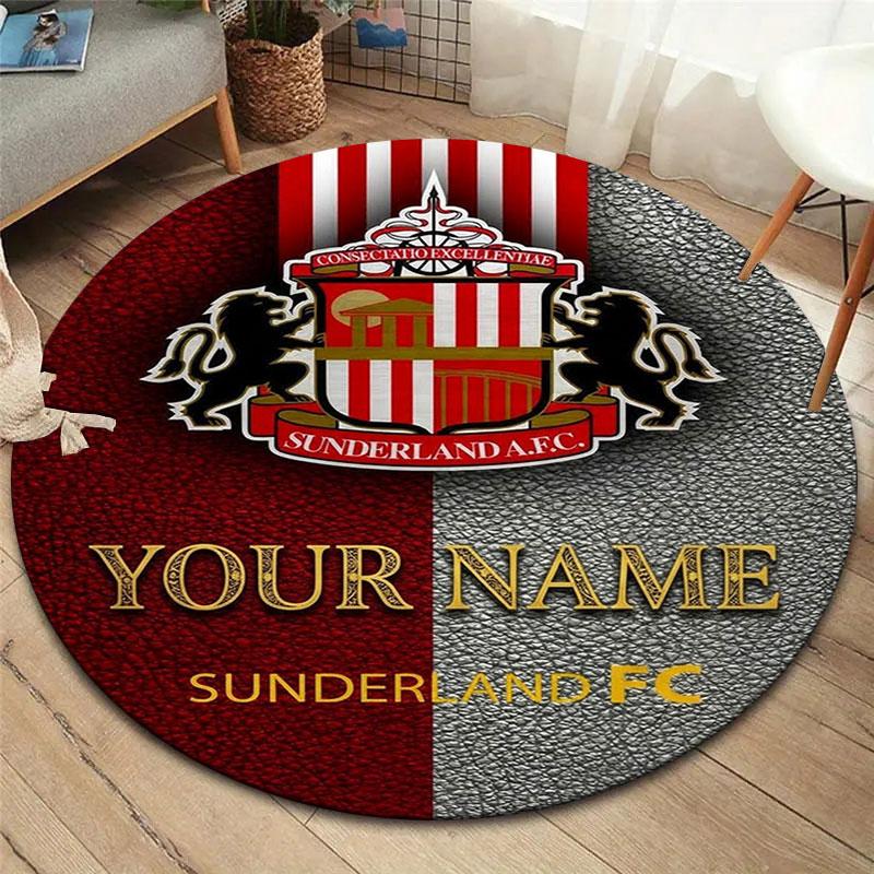Sunderland A.F Custom Name Round Area Rug,Carpet Rug for Living Room Bedroom Sofa Playroom Decor,Non-slip Floor Mat