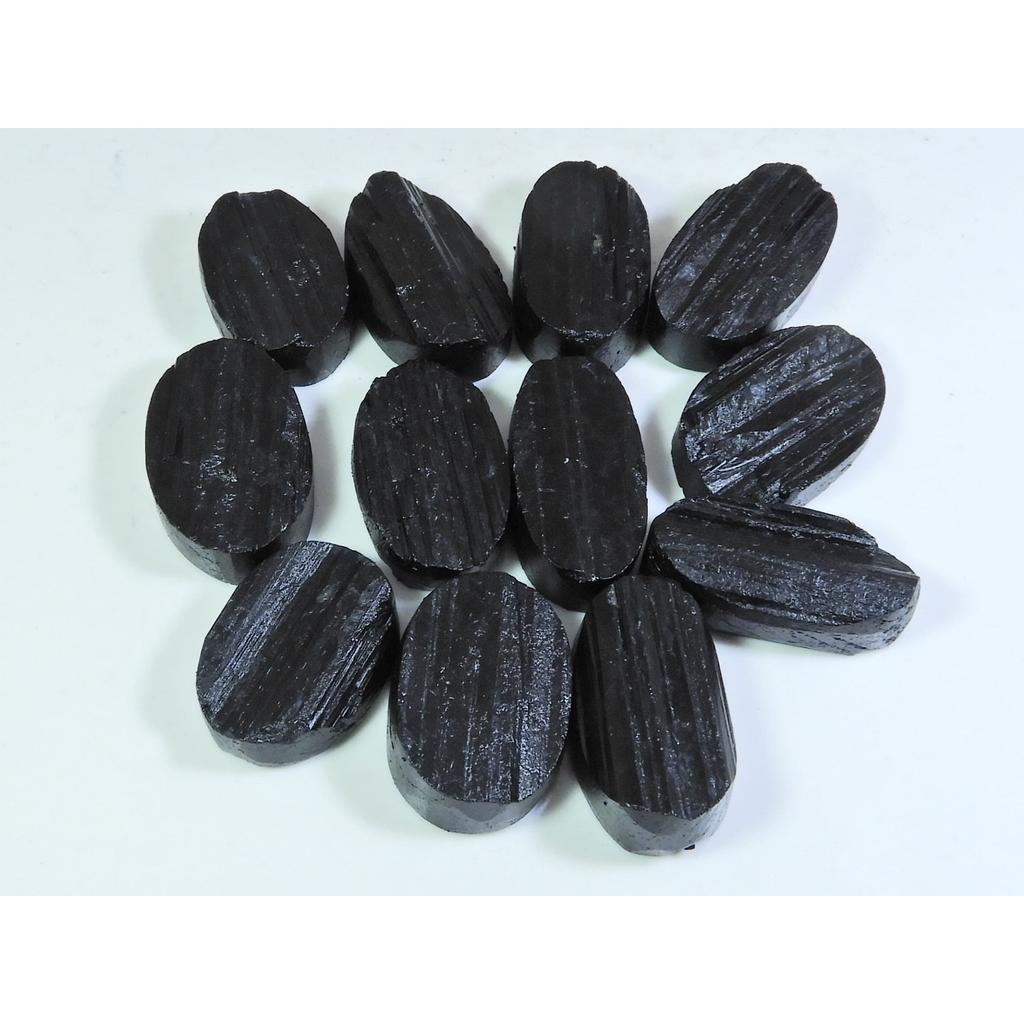460Cts.Natural Black Tourmaline Oval Shape Cabochon Loose Gemstone 12Pcs Lot C-341