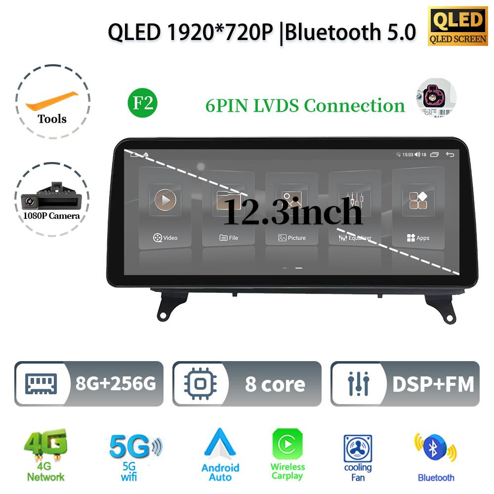 12.3" For BMW X5 E70 X6 E71 2007-2012 Android 14 Car Radio Multimedia 4G GPS Navigation Bluetooth Stereo CarPlay Touch Screen