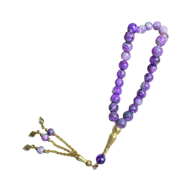 Islamic Meditation Rosary Jewelry 33 Bead Glass Tasbih Bracelet Meditation Rosary Jewelry for Prayer and Reflection