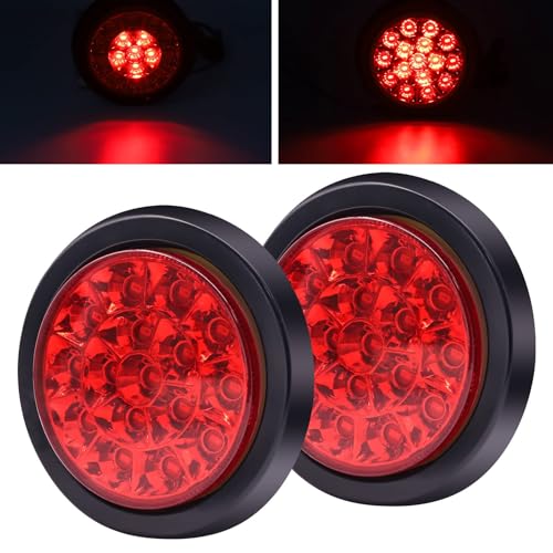 Aoling Tail Light 24V 16LED Round Rear Light with Rubber Waterproof Protective Ring Trailer Truck Tail Light Brake Light Red Light High Low Beam